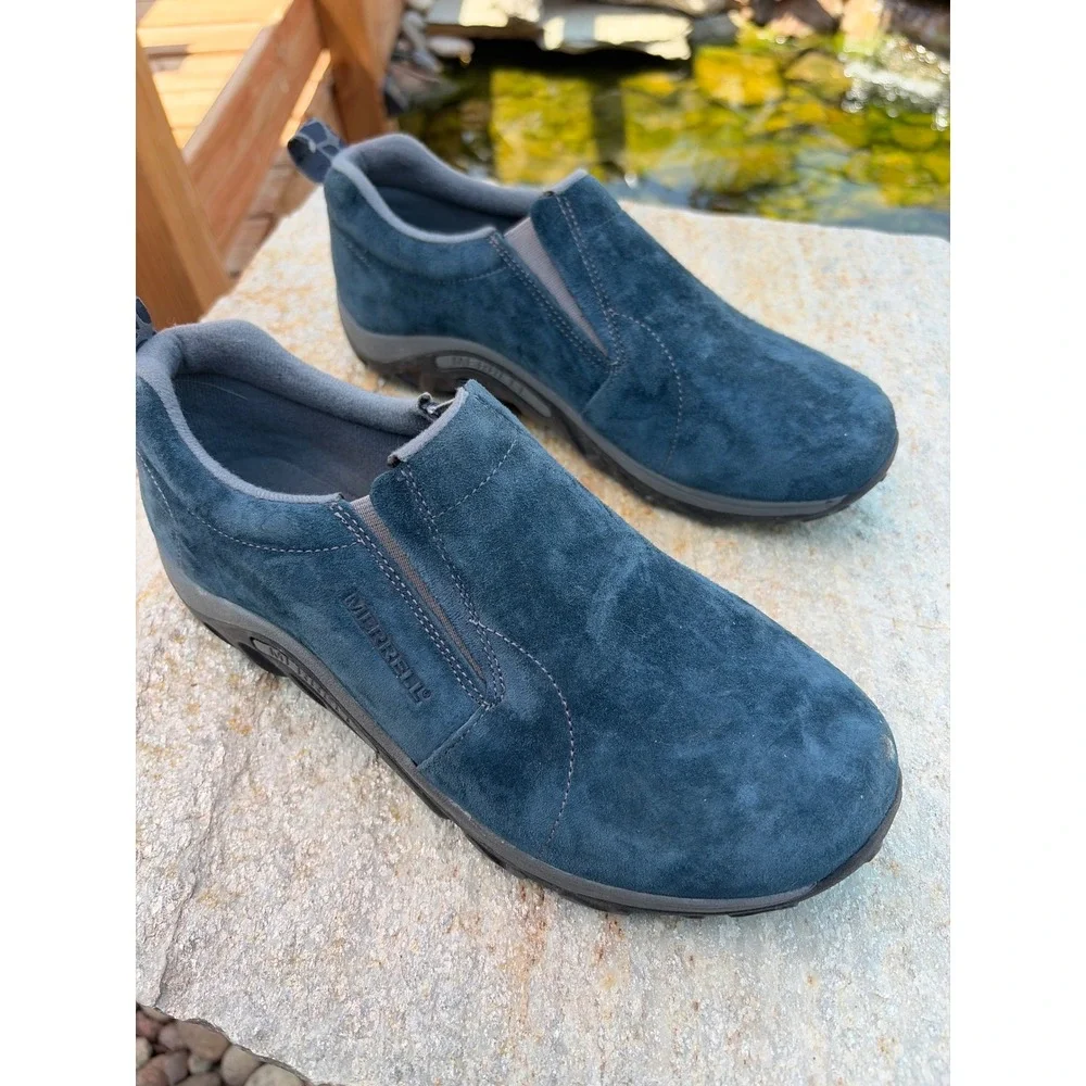 Merrell Jungle Moc Navy Blue Suede Leather Slip On Shoes J95637 Womens 6.5 M